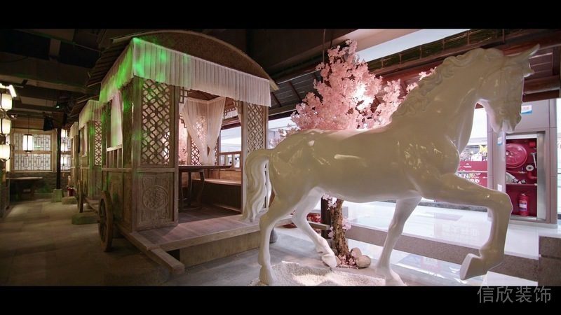 創(chuàng)意現(xiàn)代馬車(chē)元素餐廳裝修木質(zhì)效果圖中國(guó)風(fēng)設(shè)計(jì)