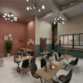 簡約北歐風云南米線連鎖餐館深圳寶安店裝修設(shè)計用餐大廳效果圖