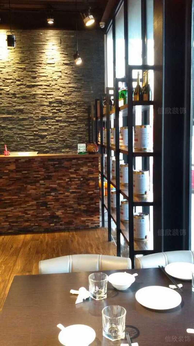 福田餐廳裝修私房菜設(shè)計效果圖文化石背景墻