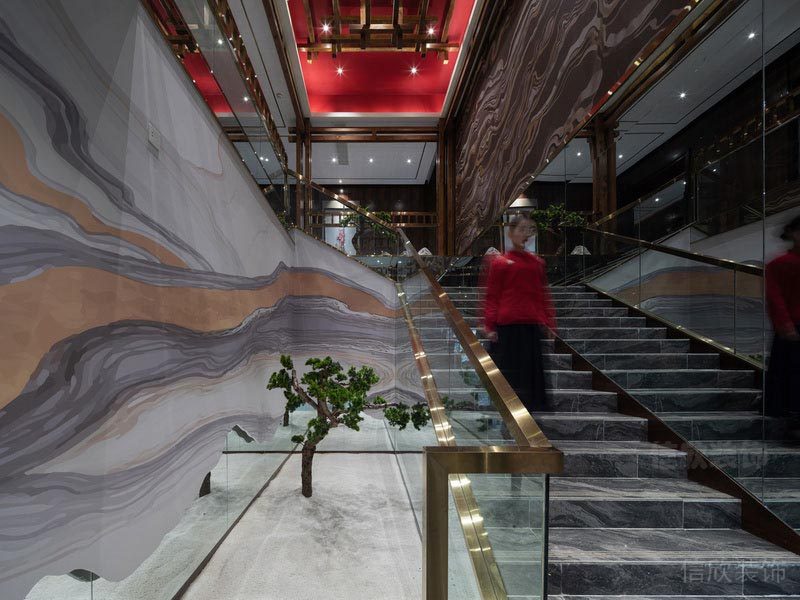 扶手過(guò)道休息區(qū)大理石餐廳入戶式肌理弧線墻體瓷磚設(shè)計(jì)圖