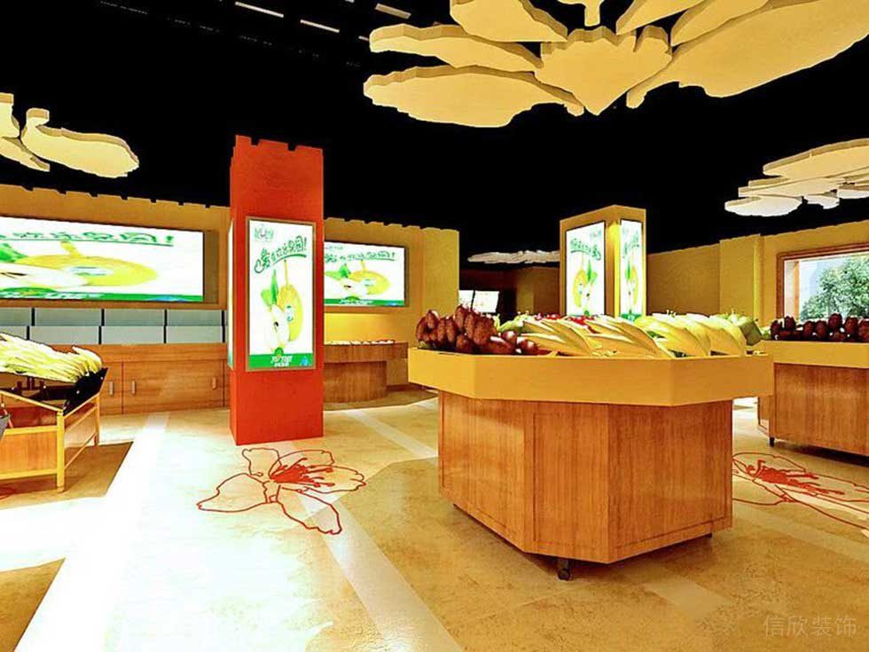超市裝修效果圖木柜產(chǎn)品展示區(qū)域常駐廣告效果呈現(xiàn)木質(zhì)吊頂pvc地板裝修設(shè)計