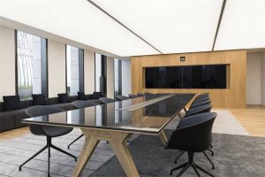 會議室瓷磚黑色木質顯示屏效果圖地毯黑色沙發(fā)