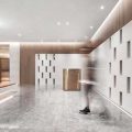 展示區(qū)瓷磚地面木飾面背景墻裝修設(shè)計效果圖