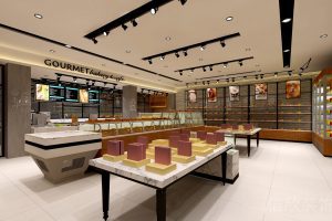 羅湖區(qū)黃貝嶺面包店中島玻璃大理石展柜裝修設(shè)計(jì)