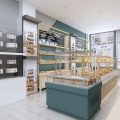 深圳福田下沙面包店藍(lán)色墻面藍(lán)色展柜裝修設(shè)計