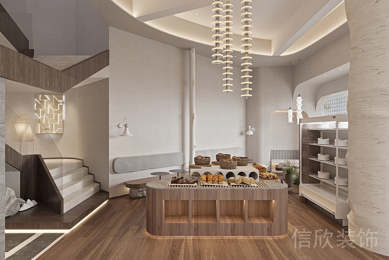 深圳光明面包咖啡店面包展臺展柜裝修設(shè)計(jì)