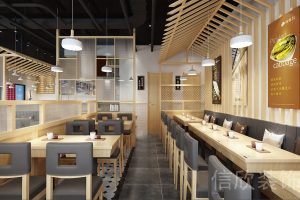 深圳羅湖火車站快餐廳深色就餐區(qū)裝修設(shè)計(jì)