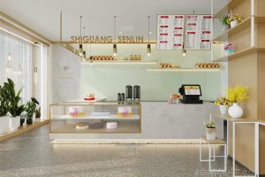深圳羅湖東門蛋糕店白色服務(wù)吧臺(tái)裝修