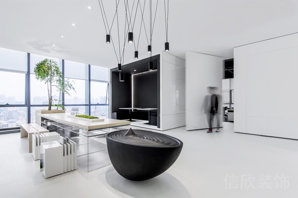 現(xiàn)代簡(jiǎn)約風(fēng)黑白色調(diào)方圓公共休息區(qū)域開放空間設(shè)計(jì)